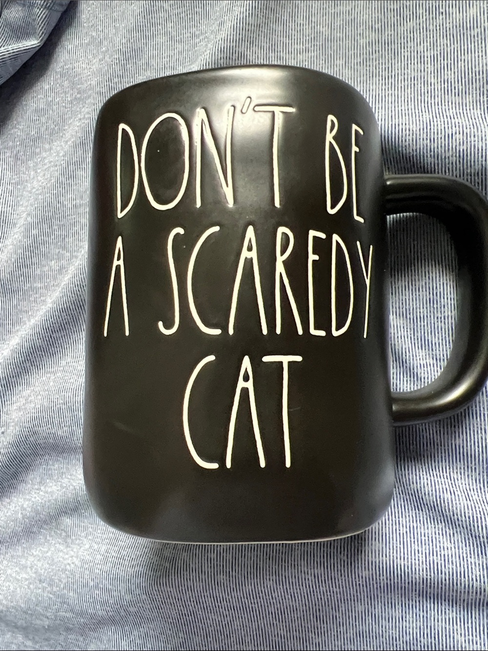 Rae Dunn~ 16 oz Matte Black “Don’t Be A Scaredy Cat” Coffee Mug